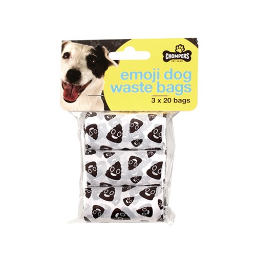 Dog Emoji Pet Waste Bags Pk3 x 20 Bags 60pcs