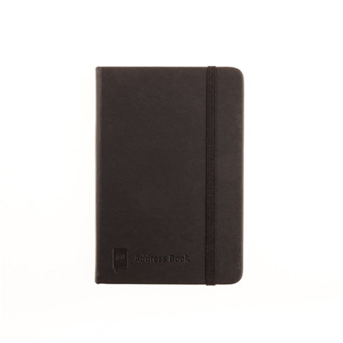 Address Book PU Cover Black A6 w Elastic