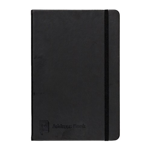 Address Book PU Cover Black A5 w Elastic