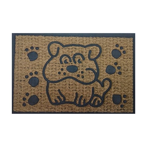 Mat Coir Dog w Paws Rubber Backed 40x60cm