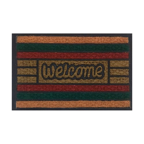 Mat Coir Welcome Multi Col Rubber Backed 40x60cm