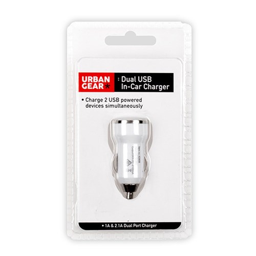 Car Charger Dual USB White