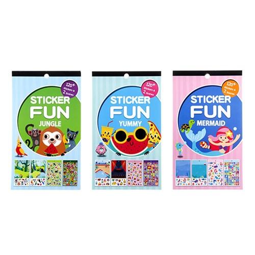 Stickers Kids Book w Scenes 120Pc 3 Asstd