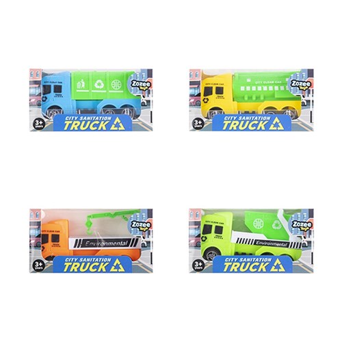 Toys Truck Sanitation Pull Back 4 Asstd