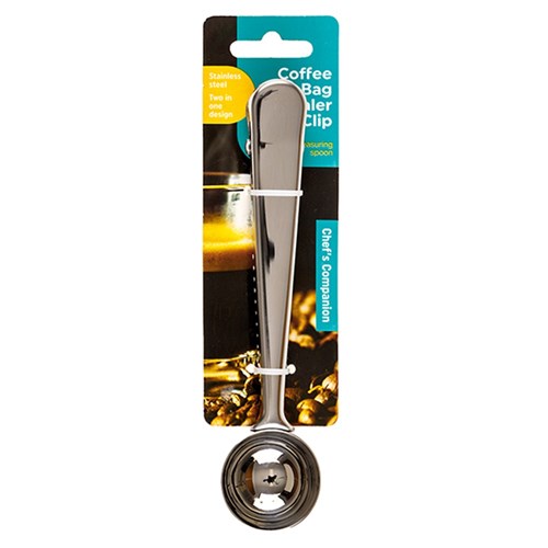 Sealing Clip w Coffee Spoon 16x3.5cm Stainless Steel
