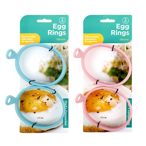 Egg Rings 2pk Silicone 2 Asstd Cols Dia8cm