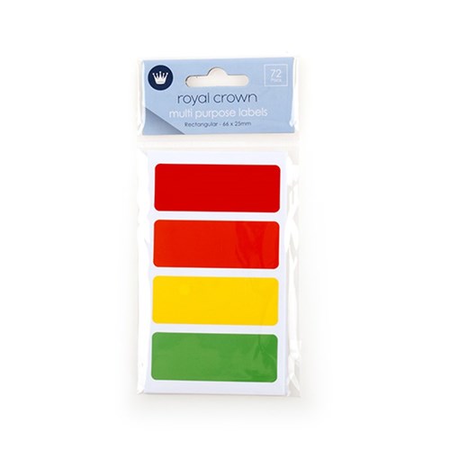 Labels Multi Purpose Rectangle Asstd Col 72Pk 66x25mm