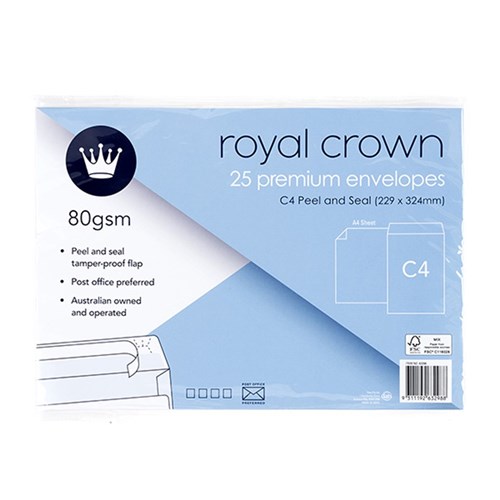 Envelope Wht Pocket 80gsm P&S C4 25Pk P7.6 FSC Mix 70%