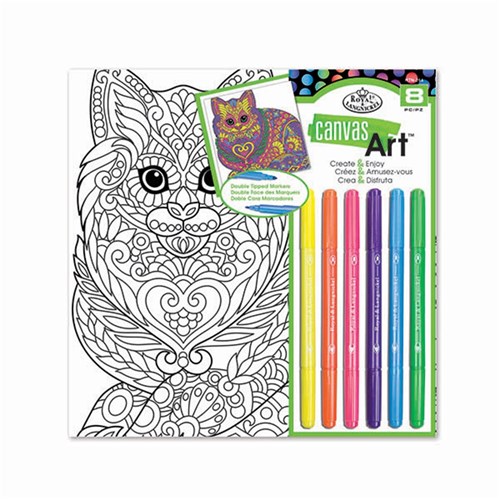 Canvas Art Set R&L Markers Cat 25x25cm SRT