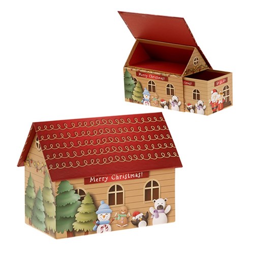 Gift Box Xmas House Rect With Drawer 200x125x155mm