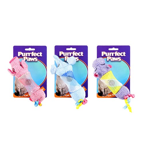 Cat Toy Mesh Tube Style Animal 3 Asstd