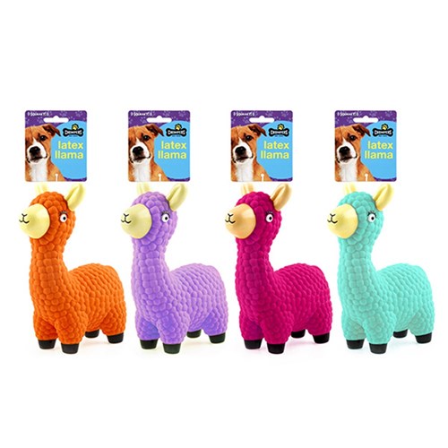 Dog Toy Llama Squeaky 15x21cm 4 Asstd Cols Latex
