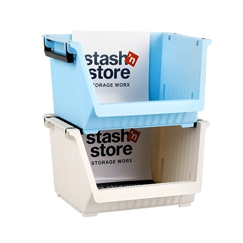 Mini Storage Tray w Black Handle 15.5x12x8.8cm  2 Cols