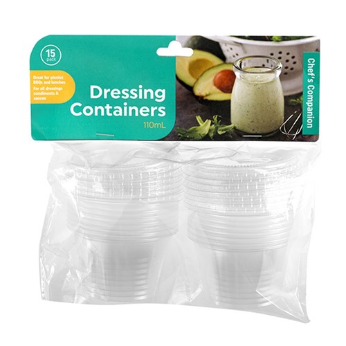 Dressing Container Plastic Clear 110ml 15pk