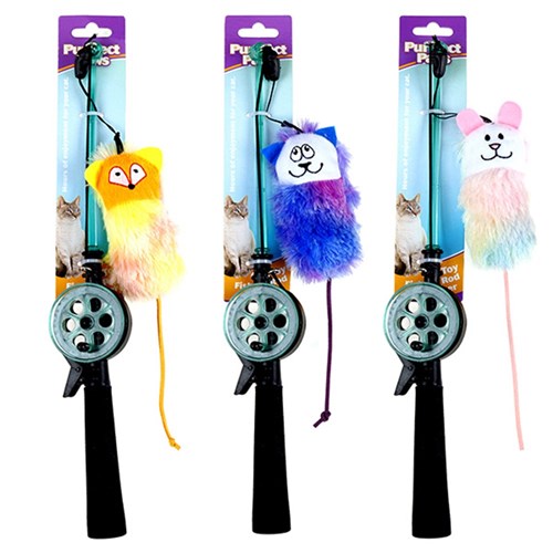 Cat Toy Teaser Fishing Rod L35cm 3 Asstd
