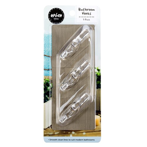 Bathroom Hooks 3pk 10x10x3cm 45gr