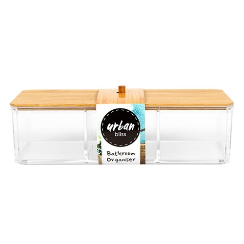 Bathroom Bamboo Lid Storage Organiser 23x9x6cm