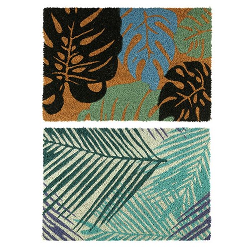 Mat Coir Floral 2 Design Rubber Backed 40x60cm
