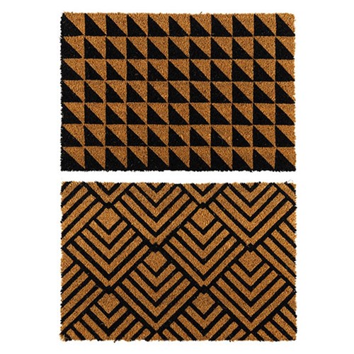 Mat Coir Geometric 2 Design Rubber Backed 40x60cm