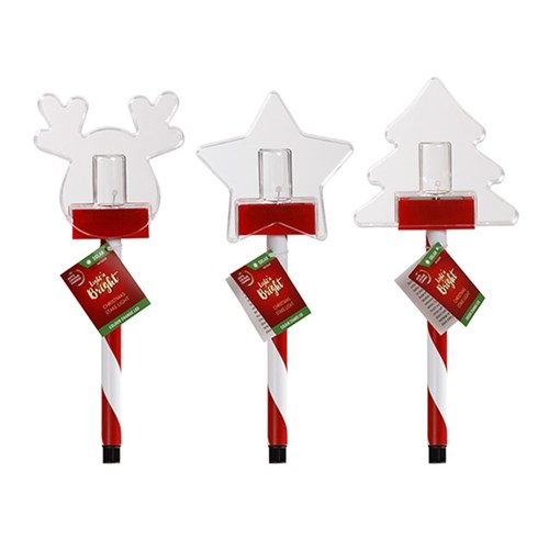 Stake Light Christmas Designs 3 Asstd Solar H31cm RGB PDQ