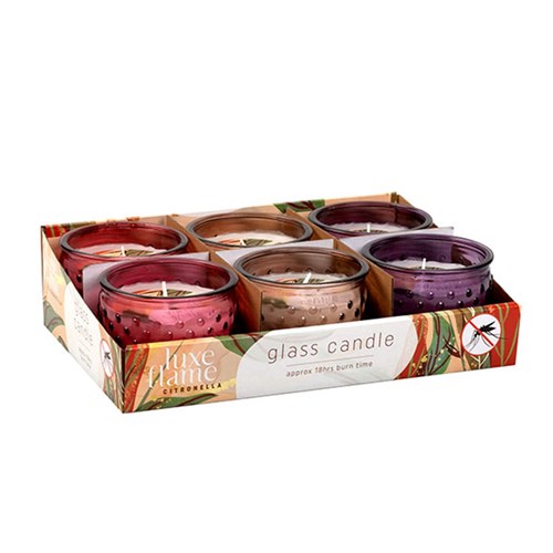 Candle Citronella in Glass 4 Asst 10x10x8cm 18hrs