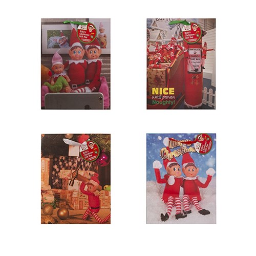 Xmas Elves BB Gift Bag Small 110x137x62mm 4 Asstd