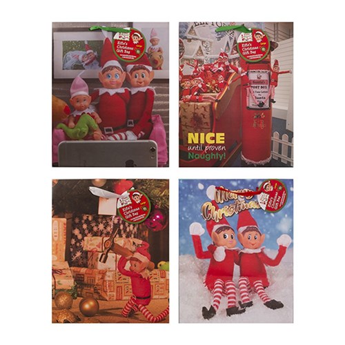 Xmas Elves BB Gift Bag Large 260x324x127mm 4 Asstd