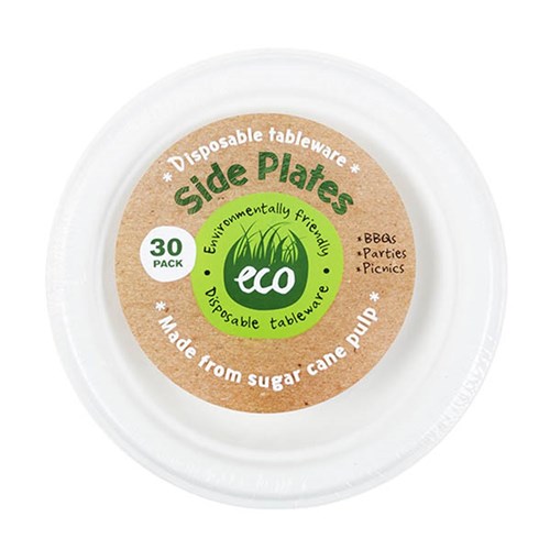Eco Friendly Plate Side 18cm White Pk30