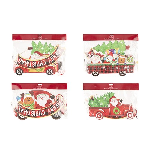 Decoration Hanging Paper/Foam Board Glitter Xmas 4 Asstd