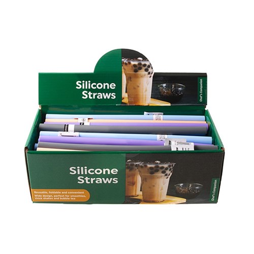 Straws Silicone Straight 4 Asst Cols 250x12x1.65mm