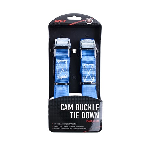 Cam Buckle Tie Down 2Pk 3.5Mx25mm 250Dan