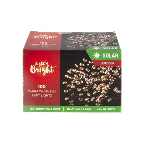 Lights Fairy Solar Warm White 2F Pk100