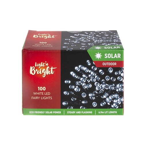 Lights Fairy Solar White 2F Pk100