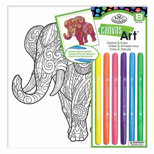 Canvas Art Set R&L Marker Elephant 25x25cm SRT