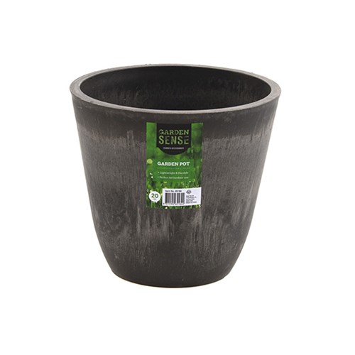 Pot Round SPW Charcoal w Plug 20x18cm