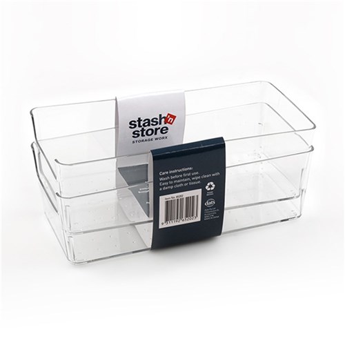 PET Organiser Tray Rectangle 2pk 19x9.5x6cm