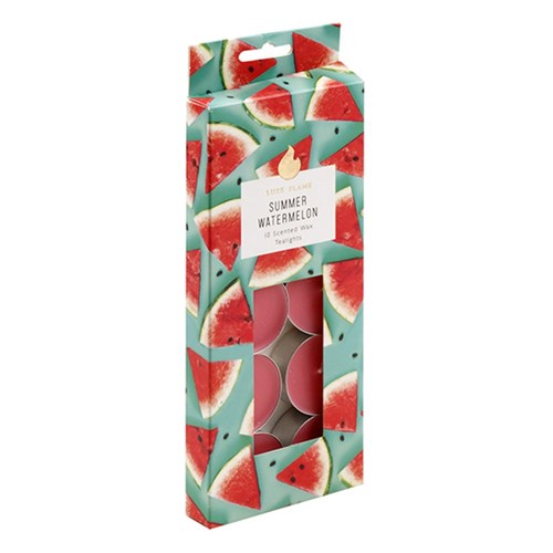 Tealights Scented 4 Hour Pk10 Summer Watermelon