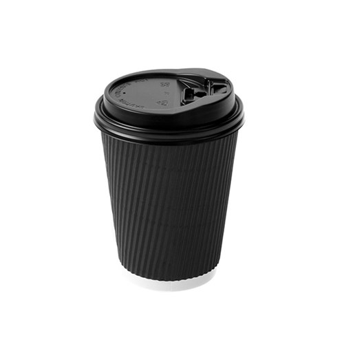 Paper Coffee Cups w Lid Ripple Wall 10pk 400mL