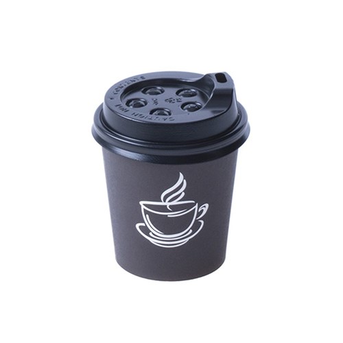 Paper Coffee Cups w Lid Pk15 110mL Black