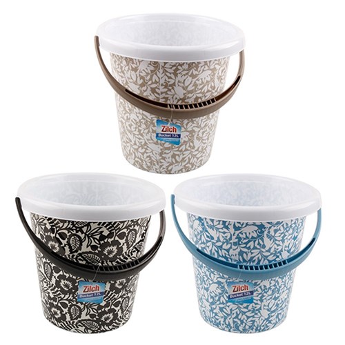 Print Bucket 12L Dia30cm H29cm 3 Asst Cols PP