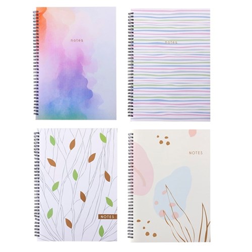 Notebook Card Cover Printed Spiral 4 Asstd A4 120pg