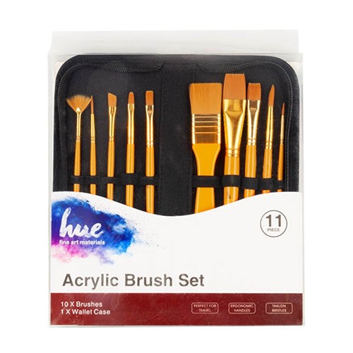 Brush Set Acrylic Taklon 11Pc w Wallet W16.2 FSC 100%