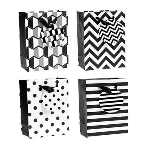 Gift Bag 210gsm Black & White Small 11.5x15x6.5cm Asstd