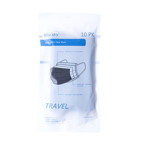 Travel Mask Black 10Pk