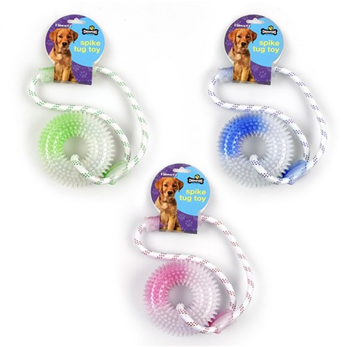 Dog Toy Spike Tug Glow In Dark 35cm 3 Asstd Colours