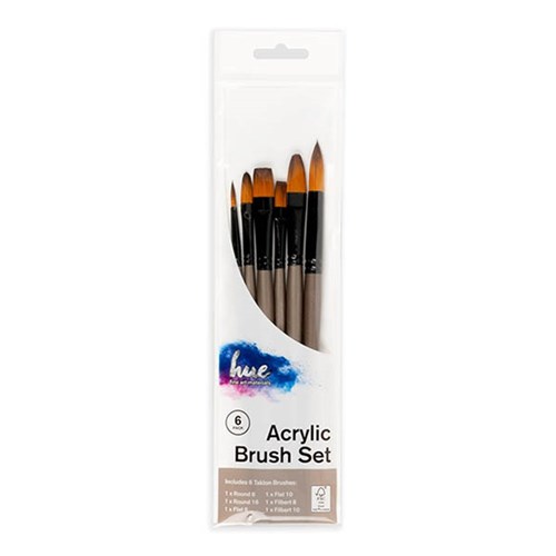 Brush Set Acrylic Taklon 6Pc Value Pk #10 W16.2 FSC 100%
