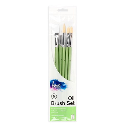 Brush Set Oil Hog Hair/Taklon 6Pc Value Pk#3 W16.2 FSC 100%