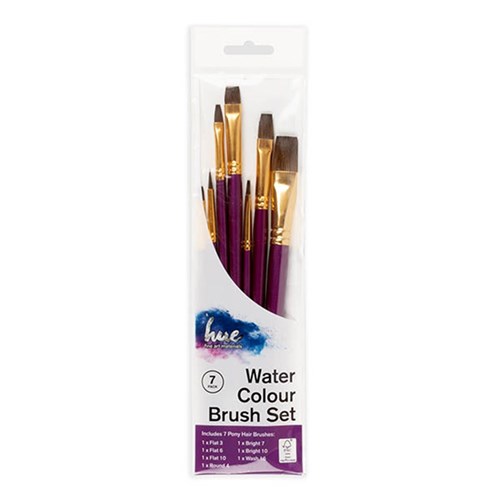 Brush Set Watercolour PonyHair 7Pc Value Pk#1 W16.2 FSC 100%