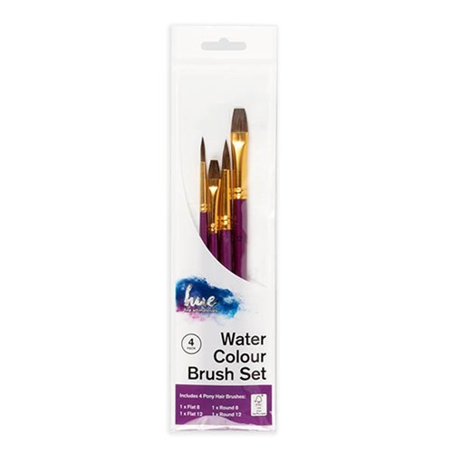 Brush Set Watercolour PonyHair 4Pc Value Pk#3 W16.2 FSC 100%