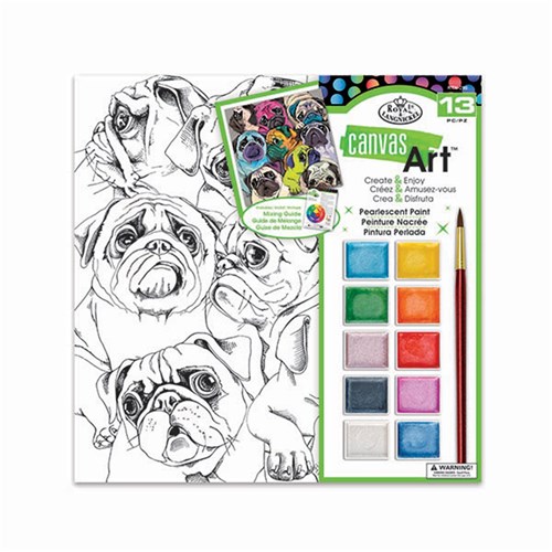 Canvas Art Set R&L Pearlescent Paint Pugs 25x25cm SRT